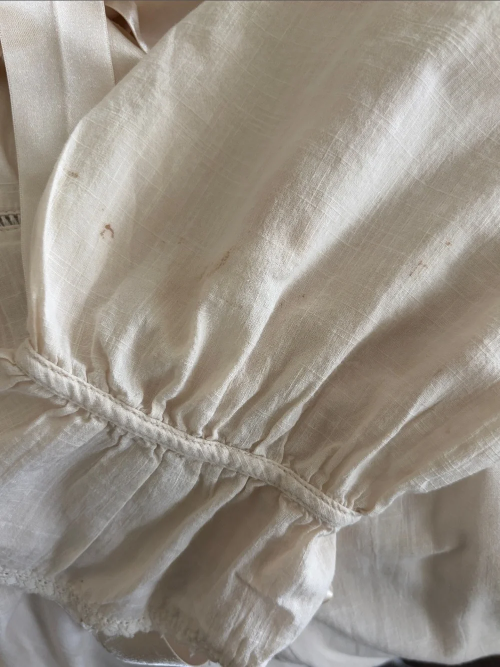 Free People Ivory Long-Sleeve Tie-Neck Mini Dress Size XL